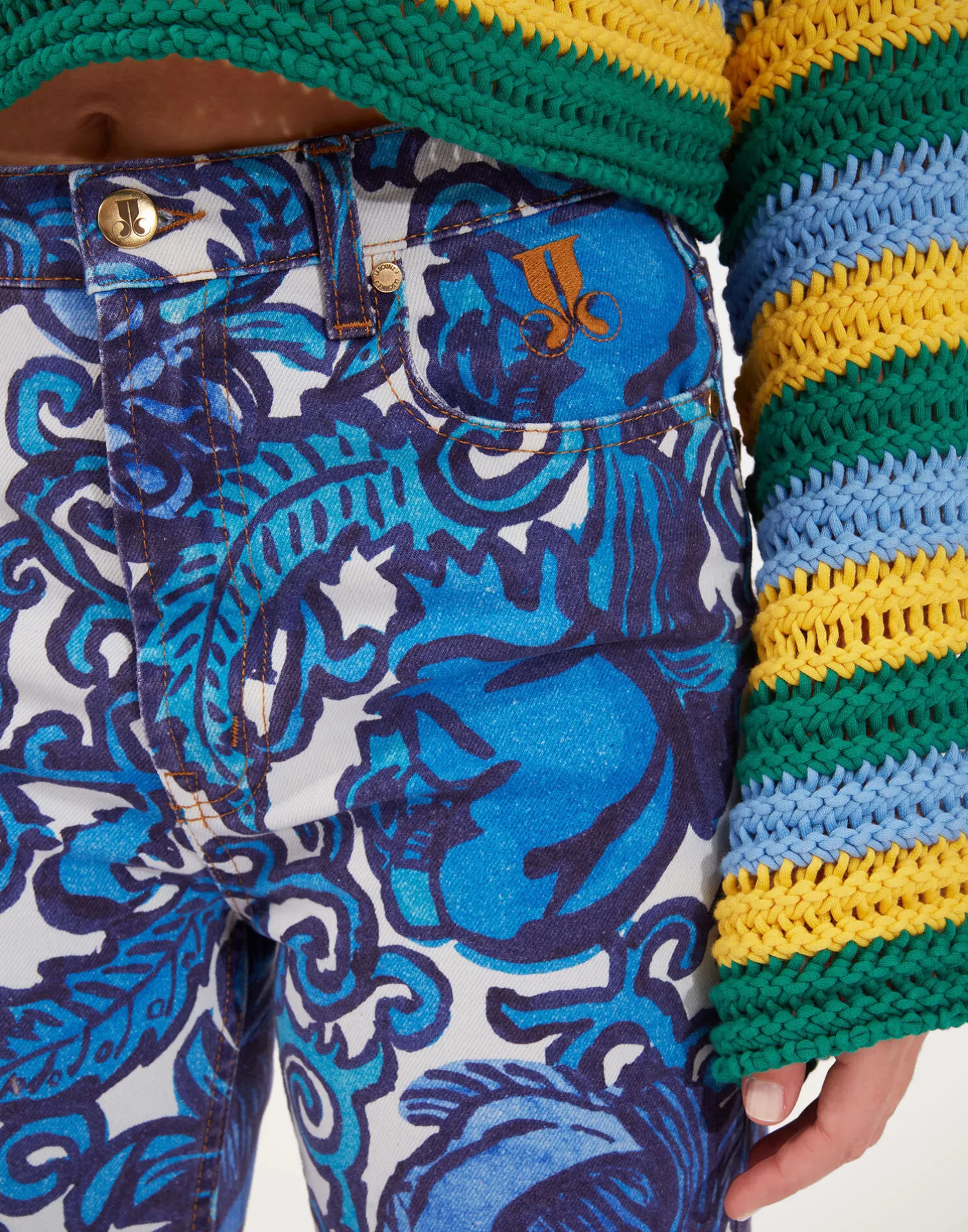 La DoubleJ Denim|Pantaloni E Shorts<Fancy Crop Jeans (With Feathers)Anemone in Denim