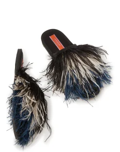 La DoubleJ Scarpe|Accessories<Feather SlipperSolid Black in Raso