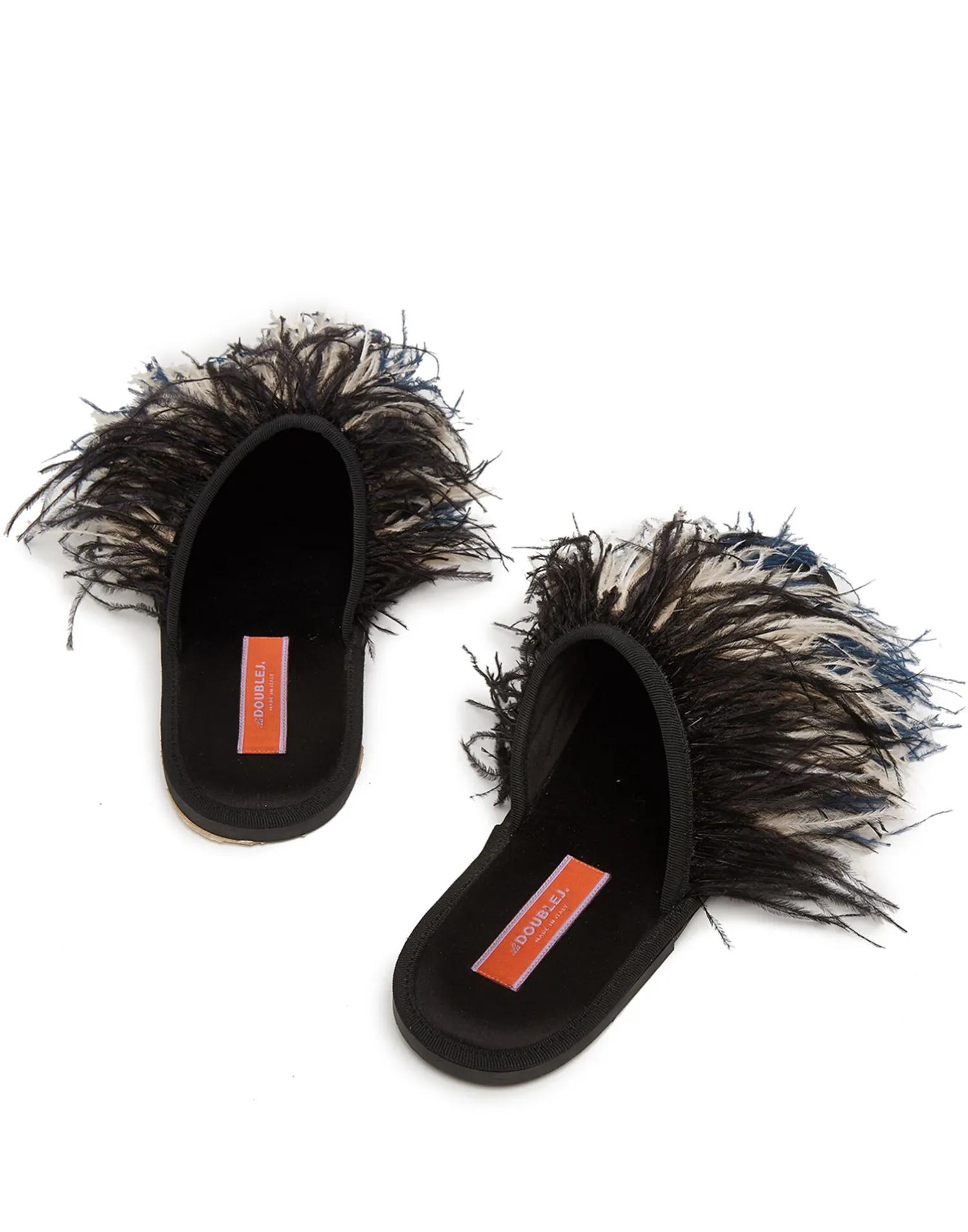 La DoubleJ Scarpe|Accessories<Feather SlipperSolid Black in Raso