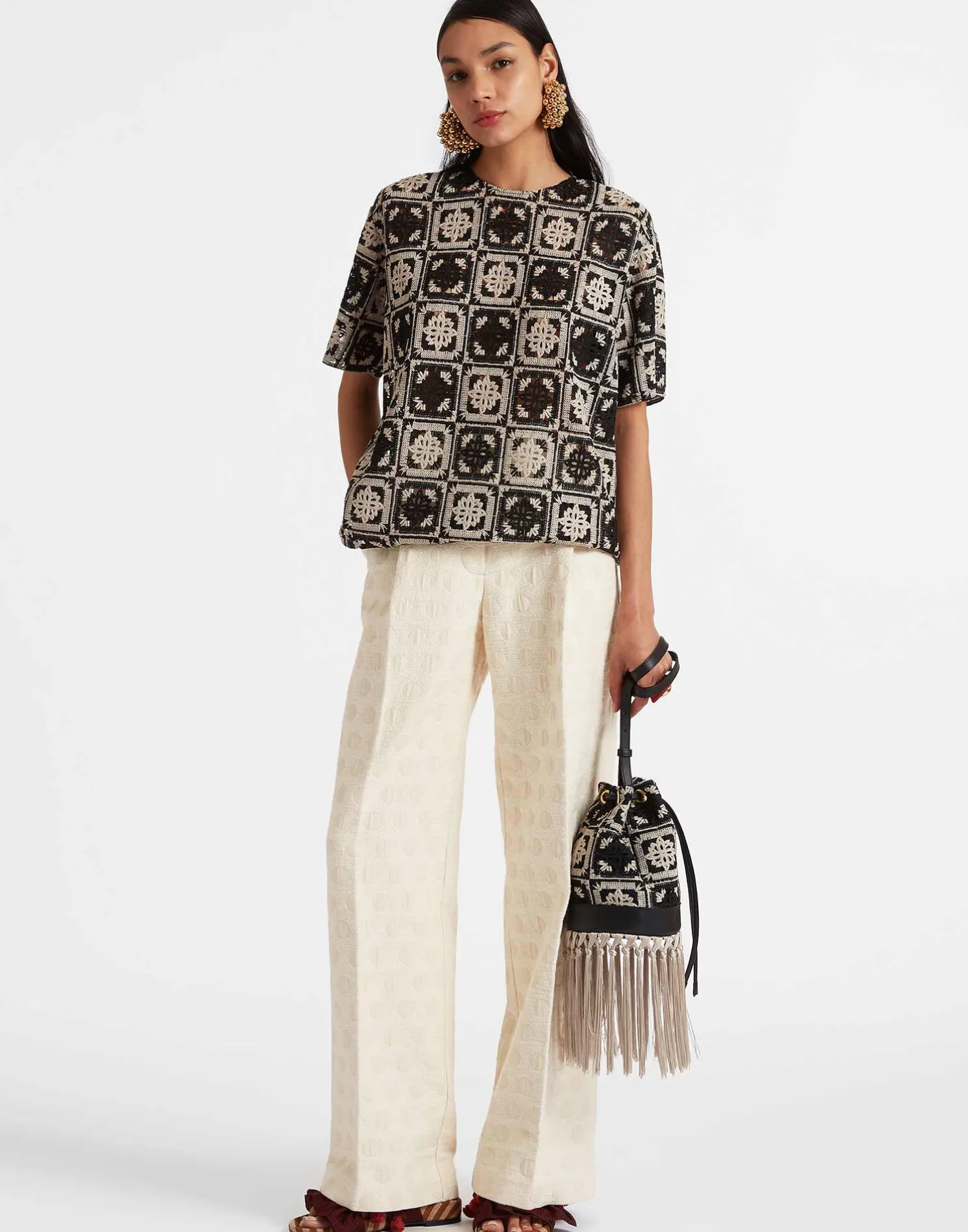 La DoubleJ Borse E Pochettes|Accessories<Feria Crossbody BagMini Tiles Black in Macramé