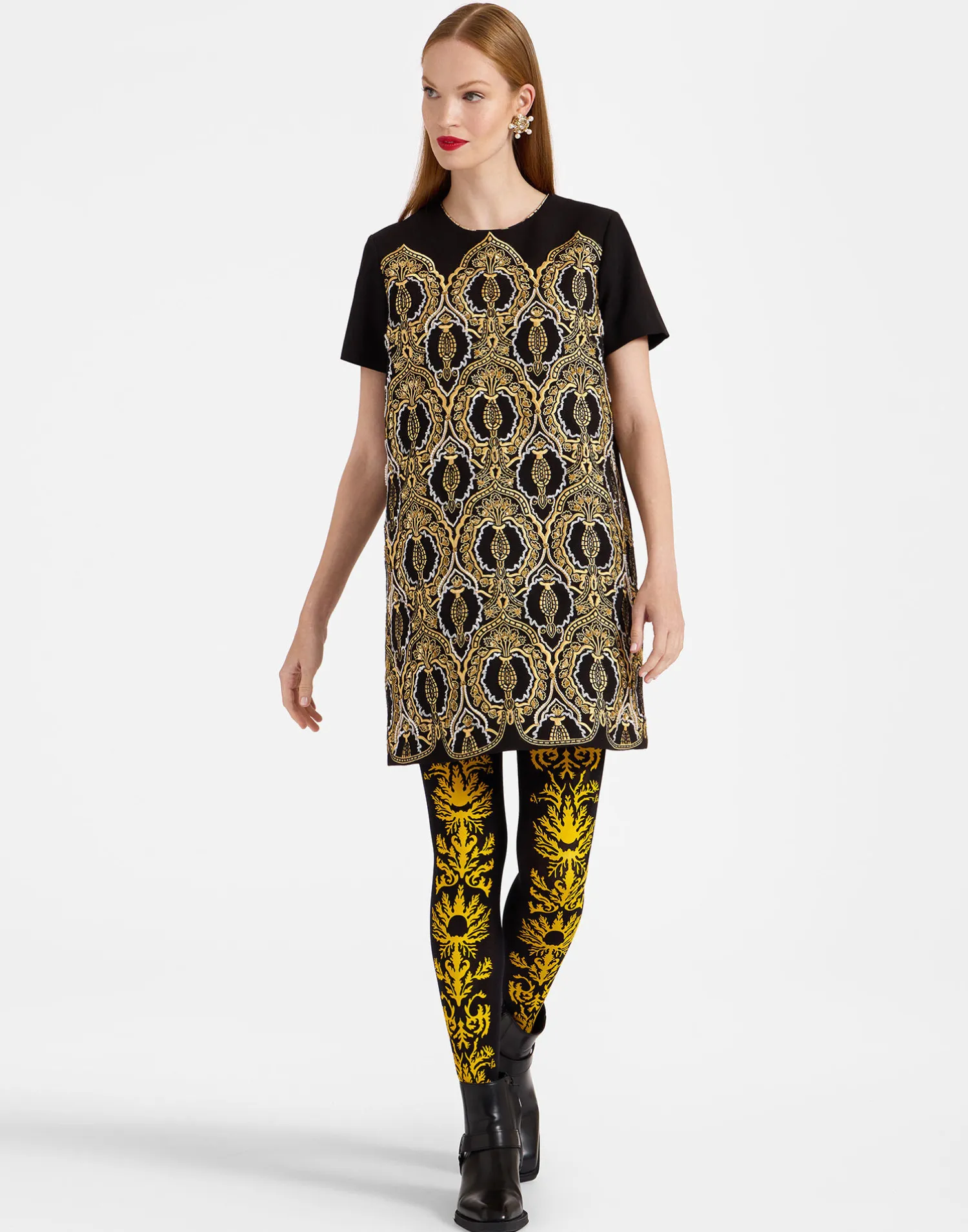 La DoubleJ Piccoli Accessori|Accessories<Flocked TightsBlack & Yellow in Flocked Nylon