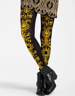 La DoubleJ Piccoli Accessori|Accessories<Flocked TightsBlack & Yellow in Flocked Nylon