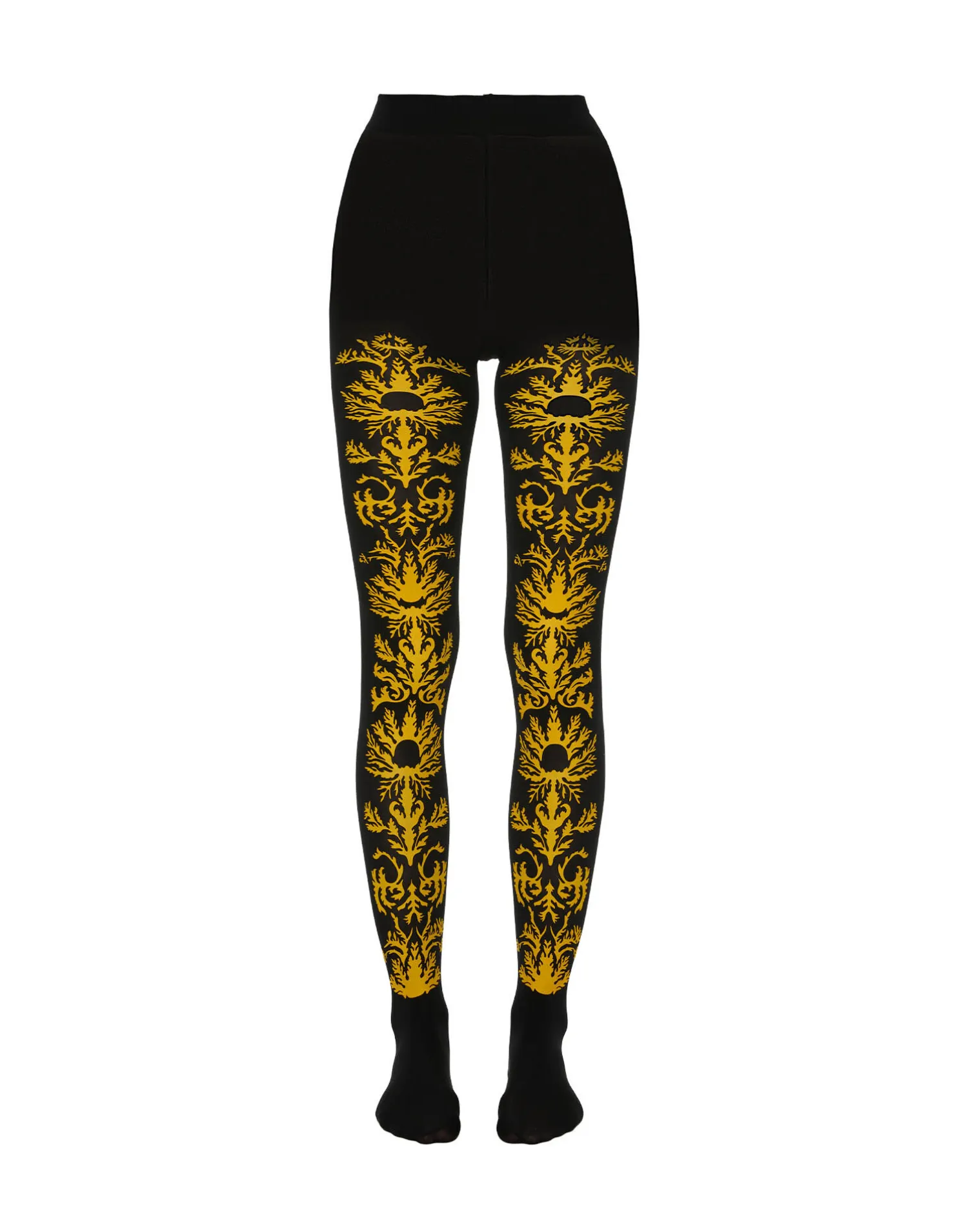 La DoubleJ Piccoli Accessori|Accessories<Flocked TightsBlack & Yellow in Flocked Nylon