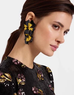 La DoubleJ Bijoux|Accessories<Flora EarringsSolid Black in Macro Pansy