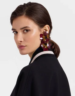 La DoubleJ Bijoux|Accessories<Flora EarringsSolid Burgundy in Macro Pansy