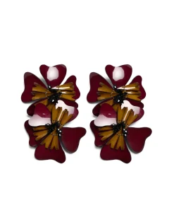 La DoubleJ Bijoux|Accessories<Flora EarringsSolid Burgundy in Macro Pansy