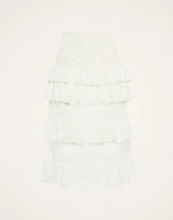 La DoubleJ Gonne<Footloose Lacey SkirtWhite in Cotton Lace