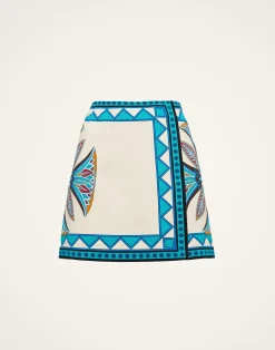 La DoubleJ Gonne<Foulard Mini SkirtLotus Placée Ivory in Stretch Cotton
