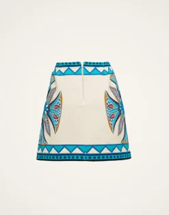 La DoubleJ Gonne<Foulard Mini SkirtLotus Placée Ivory in Stretch Cotton