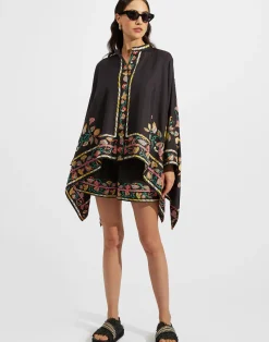 La DoubleJ Camicie E Top<Foulard ShirtBorboni Plac&eacute;e Nero in Twill Silk