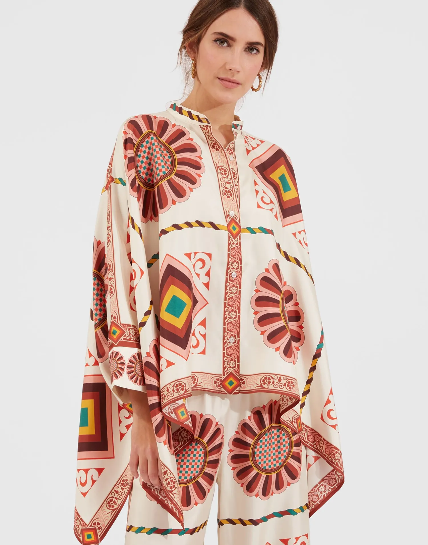 La DoubleJ Party Dressing<Foulard ShirtMacro Tiles Placée in Twill Silk