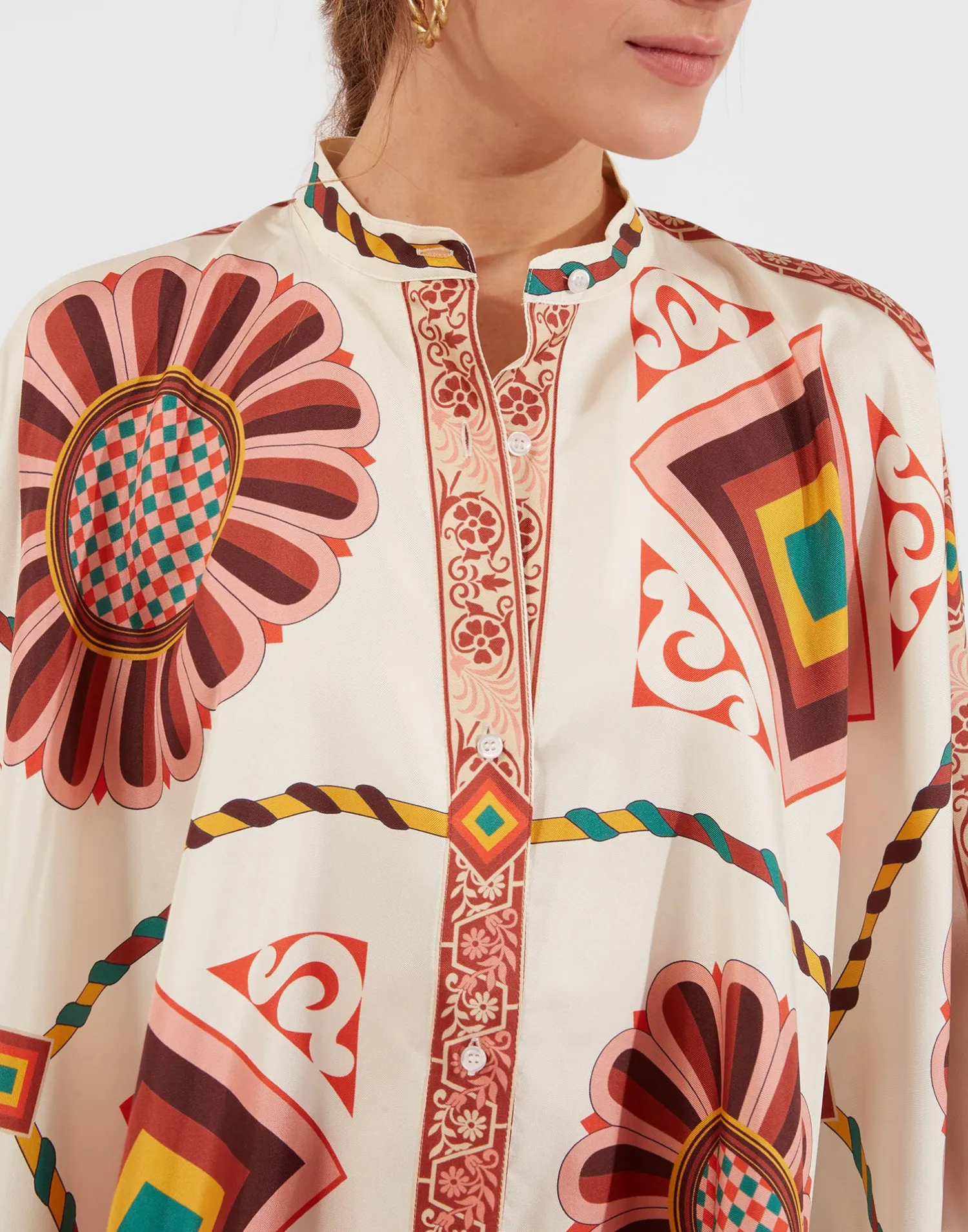 La DoubleJ Party Dressing<Foulard ShirtMacro Tiles Placée in Twill Silk