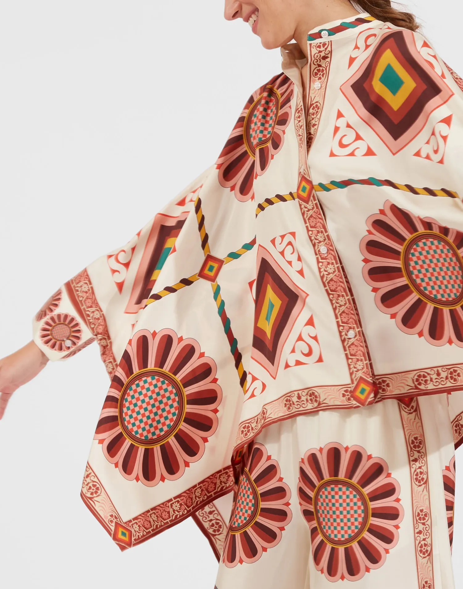 La DoubleJ Party Dressing<Foulard ShirtMacro Tiles Placée in Twill Silk