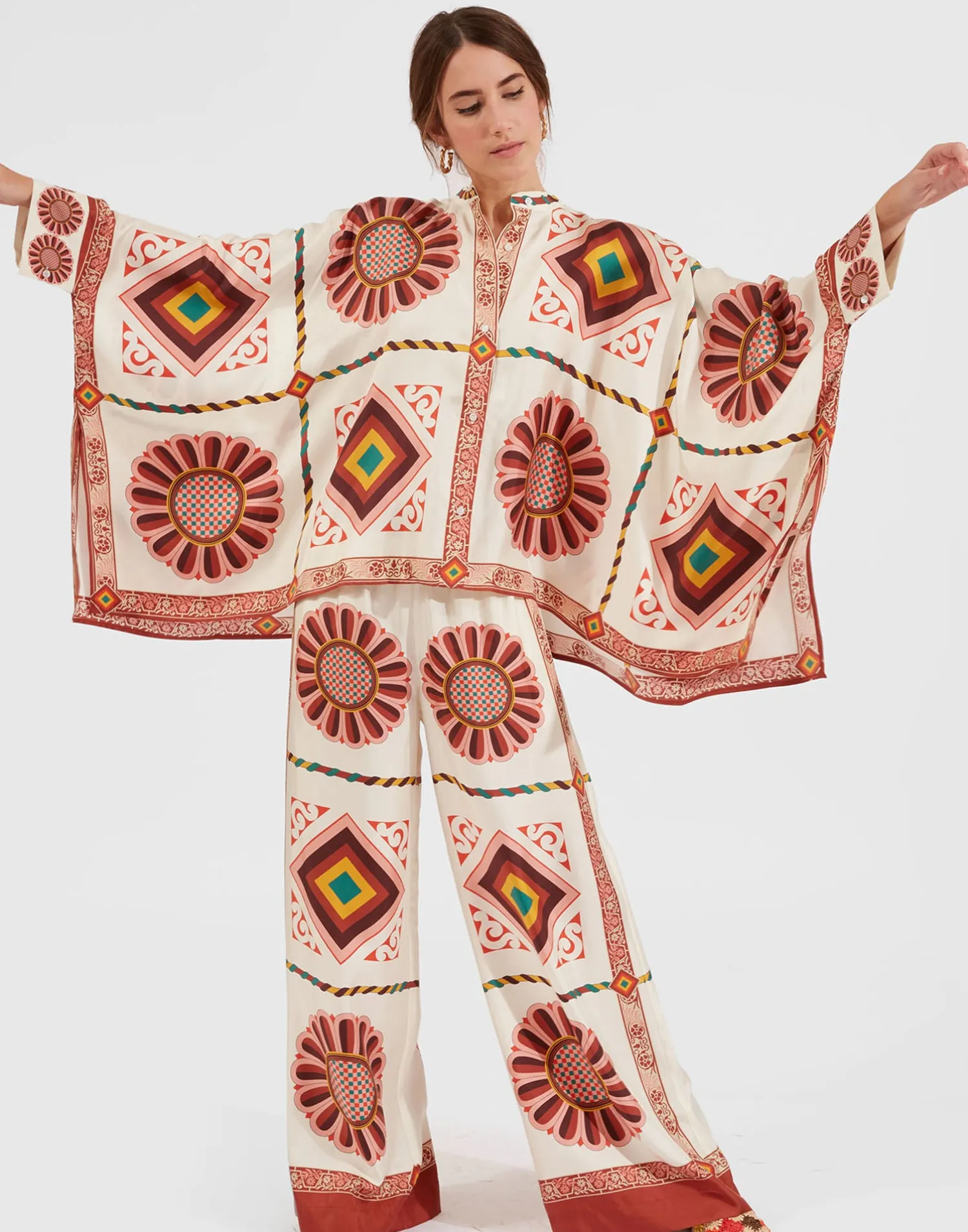 La DoubleJ Party Dressing<Foulard ShirtMacro Tiles Placée in Twill Silk