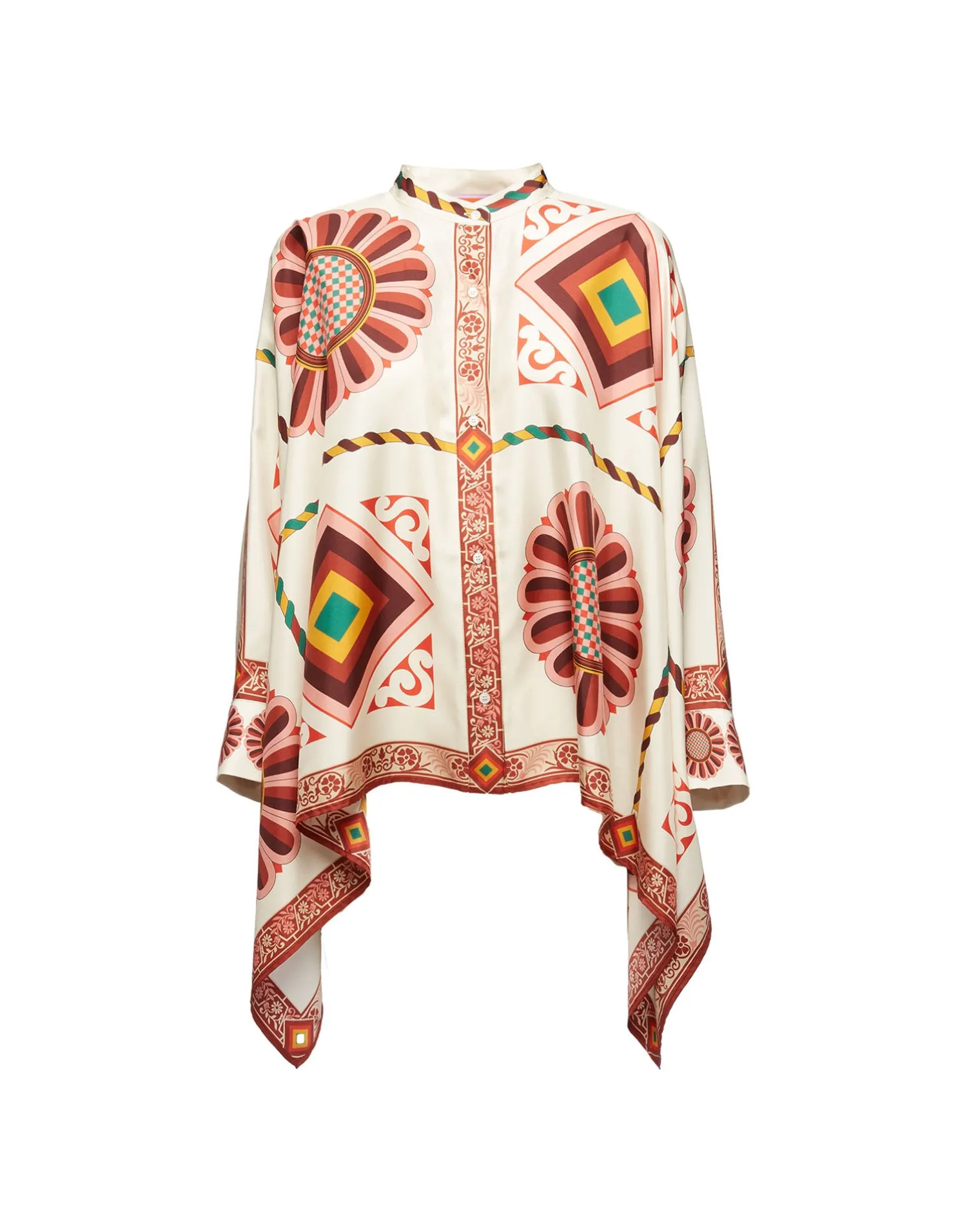 La DoubleJ Party Dressing<Foulard ShirtMacro Tiles Placée in Twill Silk