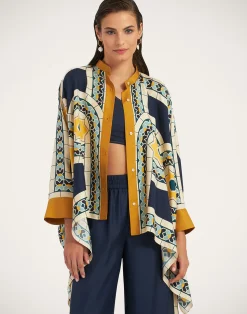 La DoubleJ Camicie E Top<Foulard ShirtMudejar Placée Blue in Silk Twill