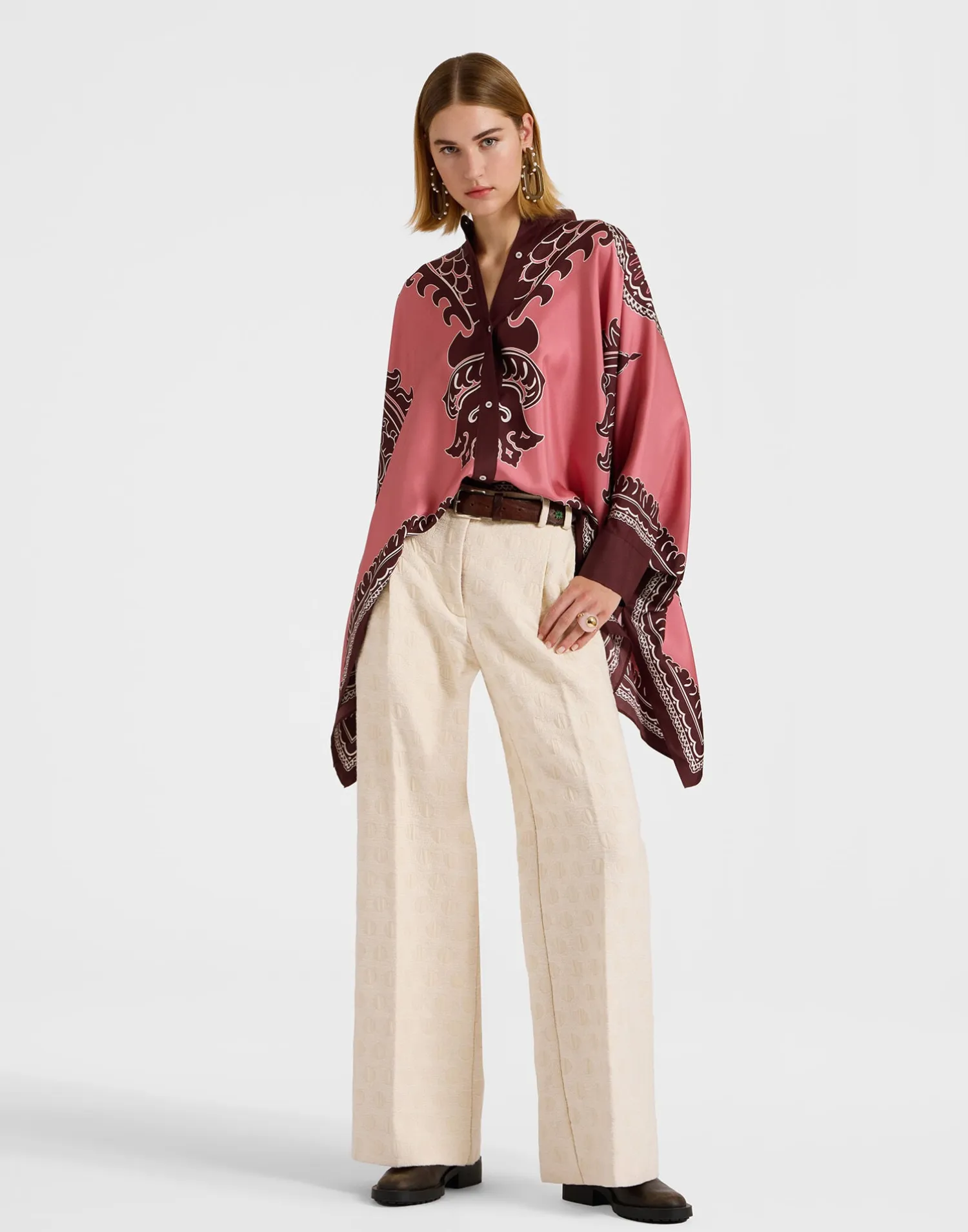 La DoubleJ Party Dressing<Foulard ShirtOltrarno Placée Pink in Silk Twill