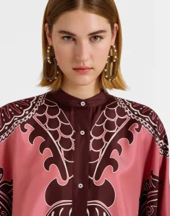 La DoubleJ Party Dressing<Foulard ShirtOltrarno Placée Pink in Silk Twill