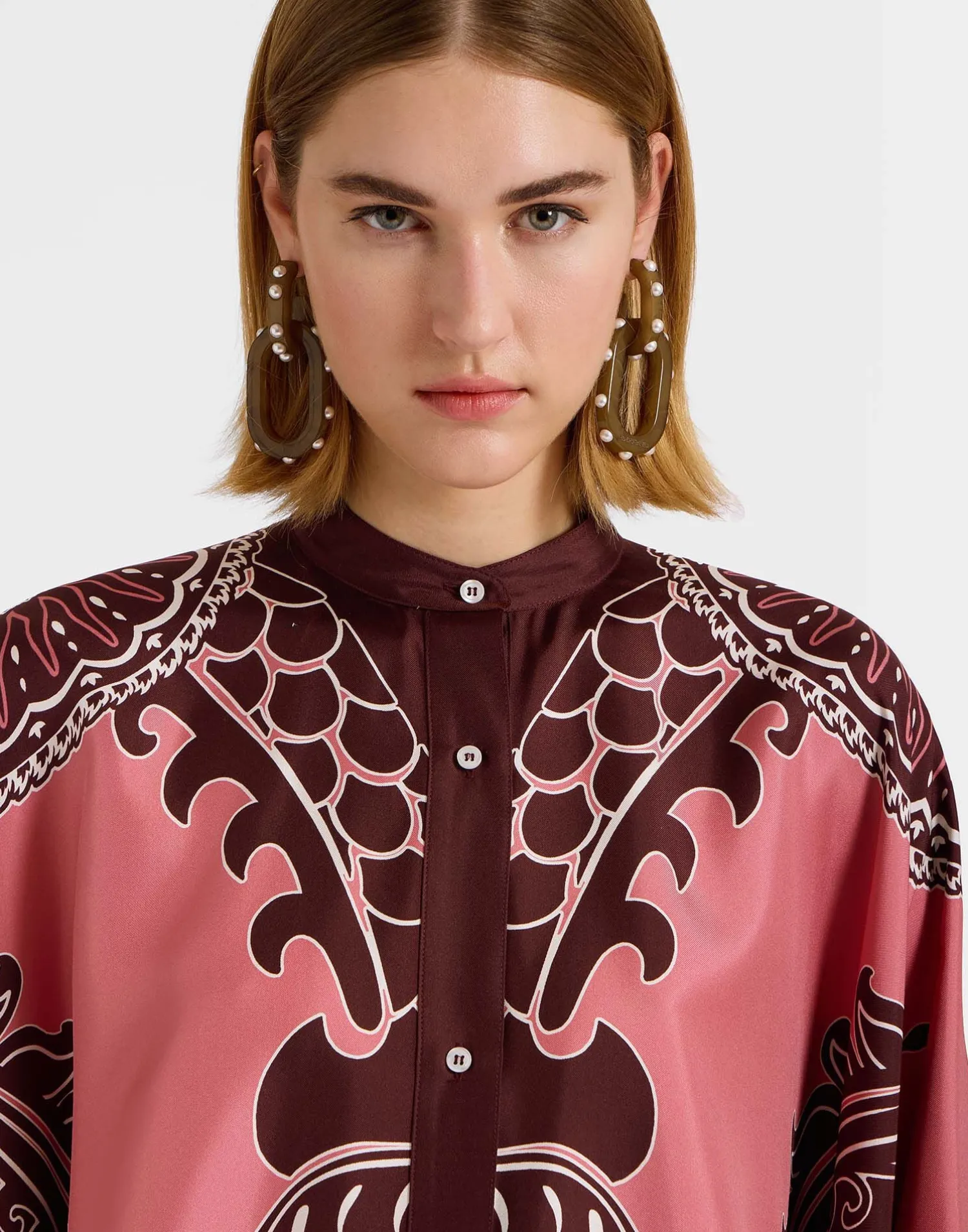 La DoubleJ Party Dressing<Foulard ShirtOltrarno Placée Pink in Silk Twill