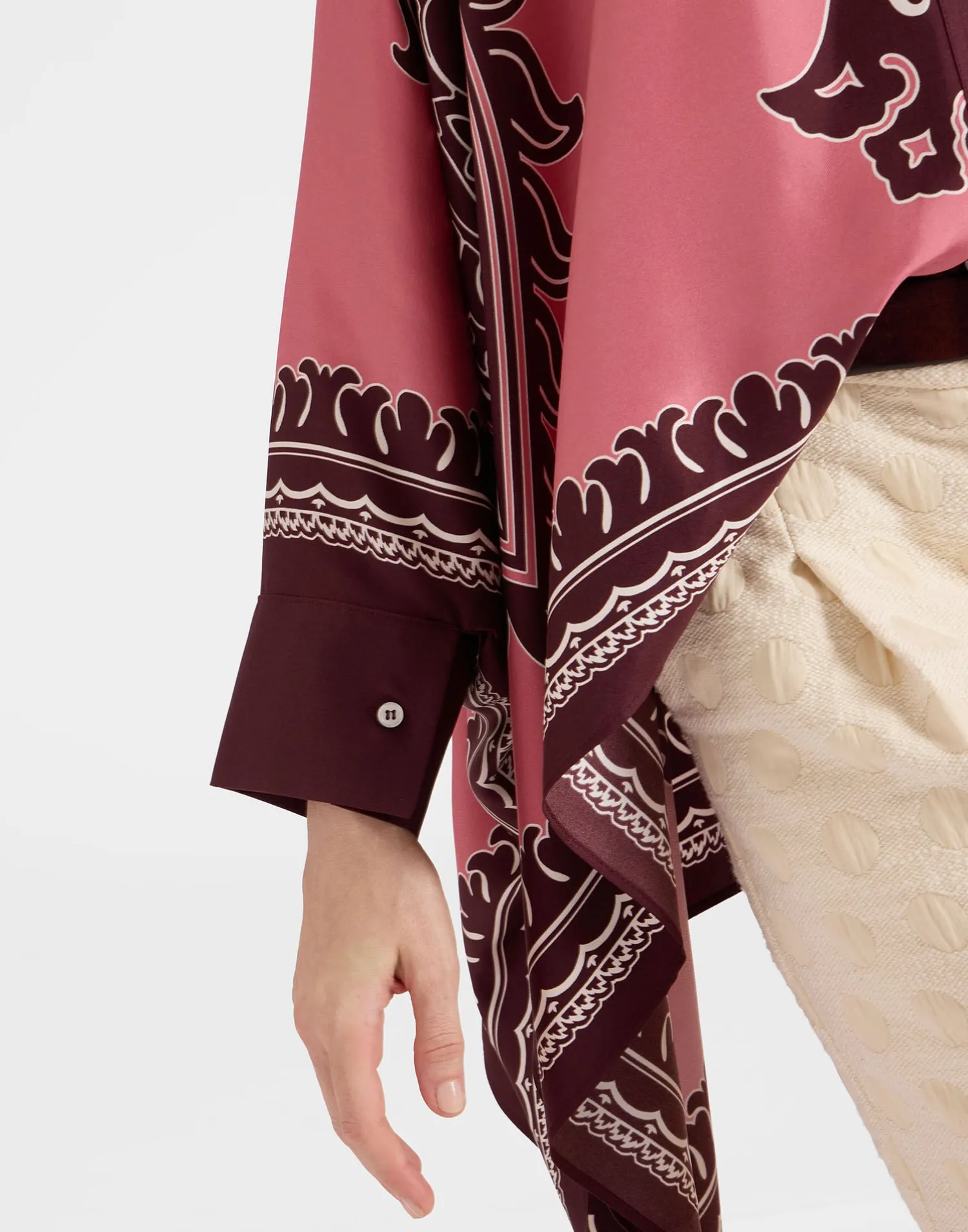 La DoubleJ Party Dressing<Foulard ShirtOltrarno Placée Pink in Silk Twill