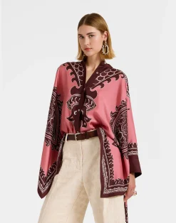 La DoubleJ Camicie E Top<Foulard ShirtOltrarno Placée Pink in Silk Twill