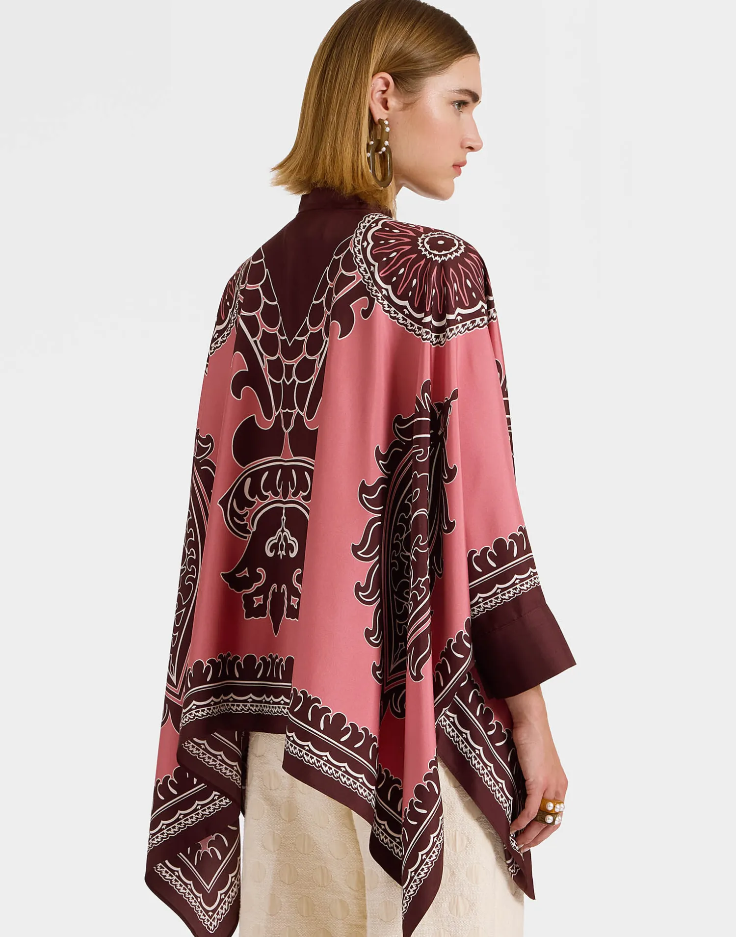 La DoubleJ Camicie E Top<Foulard ShirtOltrarno Placée Pink in Silk Twill