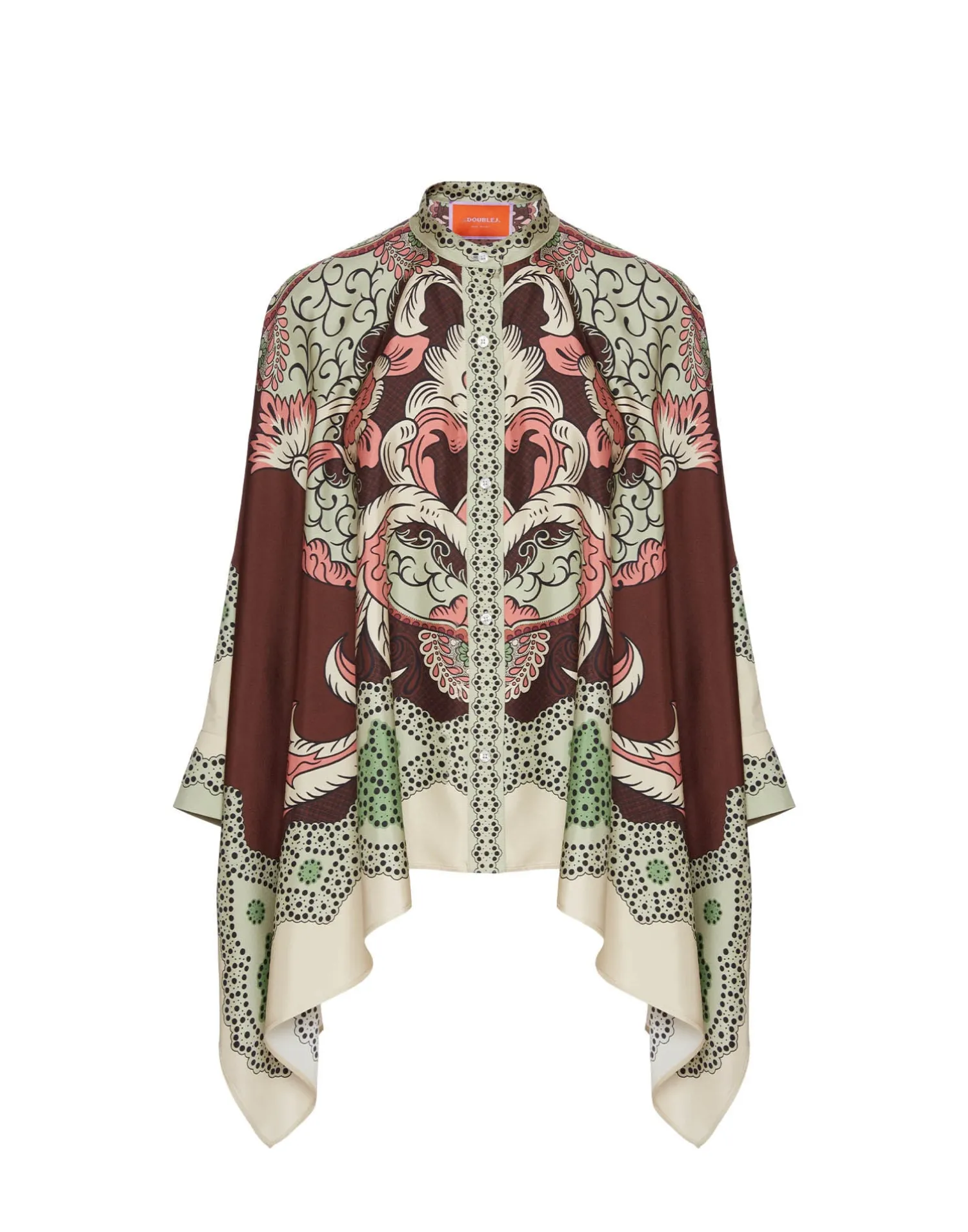 La DoubleJ Party Dressing<Foulard ShirtPortal Placée Brown in Silk Twill