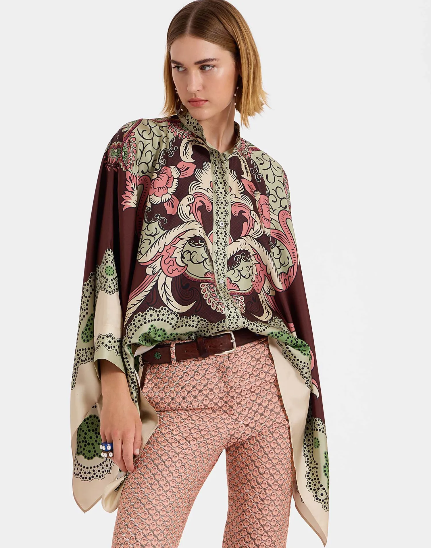 La DoubleJ Camicie E Top<Foulard ShirtPortal Placée Brown in Silk Twill