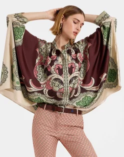 La DoubleJ Camicie E Top<Foulard ShirtPortal Placée Brown in Silk Twill