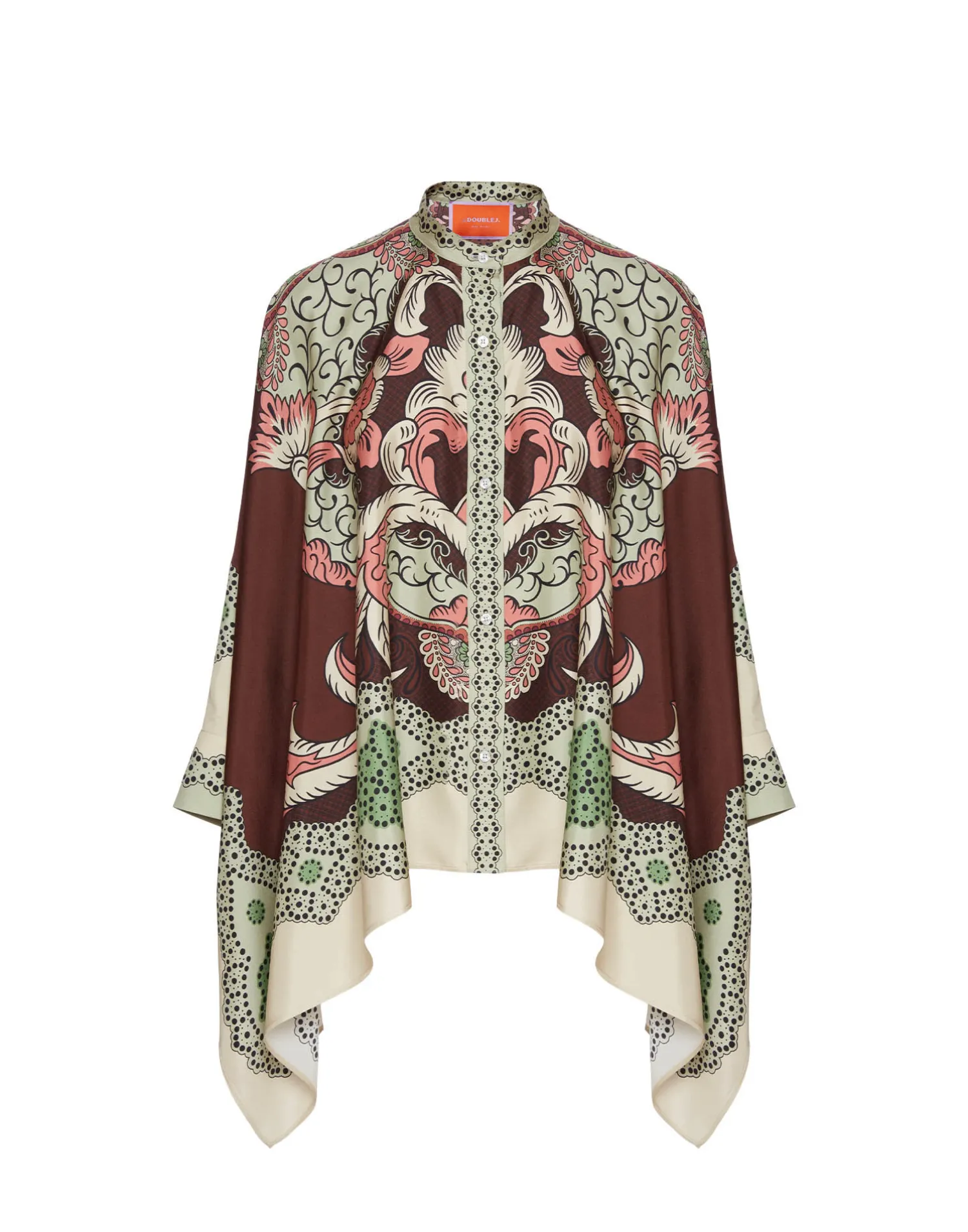 La DoubleJ Camicie E Top<Foulard ShirtPortal Placée Brown in Silk Twill