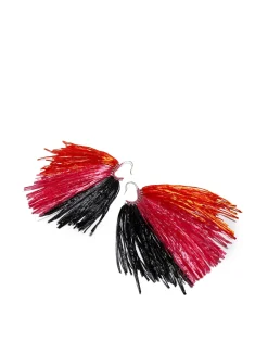 La DoubleJ Bijoux|Accessories<Fringe EarringsMulticolor Rosa/Arancio/Nero in Raffia
