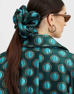 La DoubleJ Accessori Per Capelli|Accessories<Giga ScrunchieWinter Sun Emerald in Jacquard