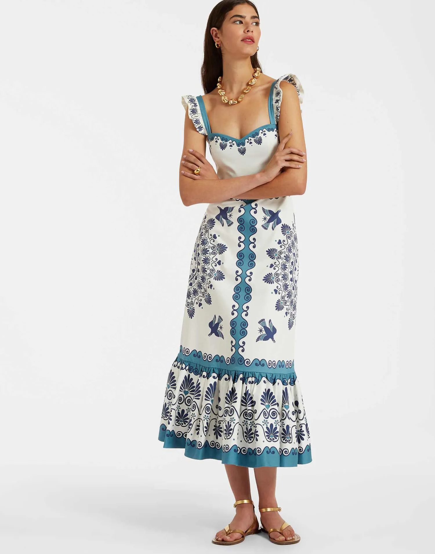 La DoubleJ Vestiti<Gingerbread DressOlympus Placée Cream in Flat Cotton Stretch