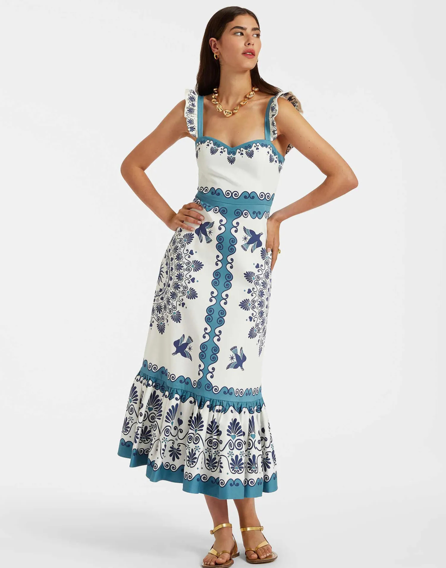 La DoubleJ Vestiti<Gingerbread DressOlympus Placée Cream in Flat Cotton Stretch
