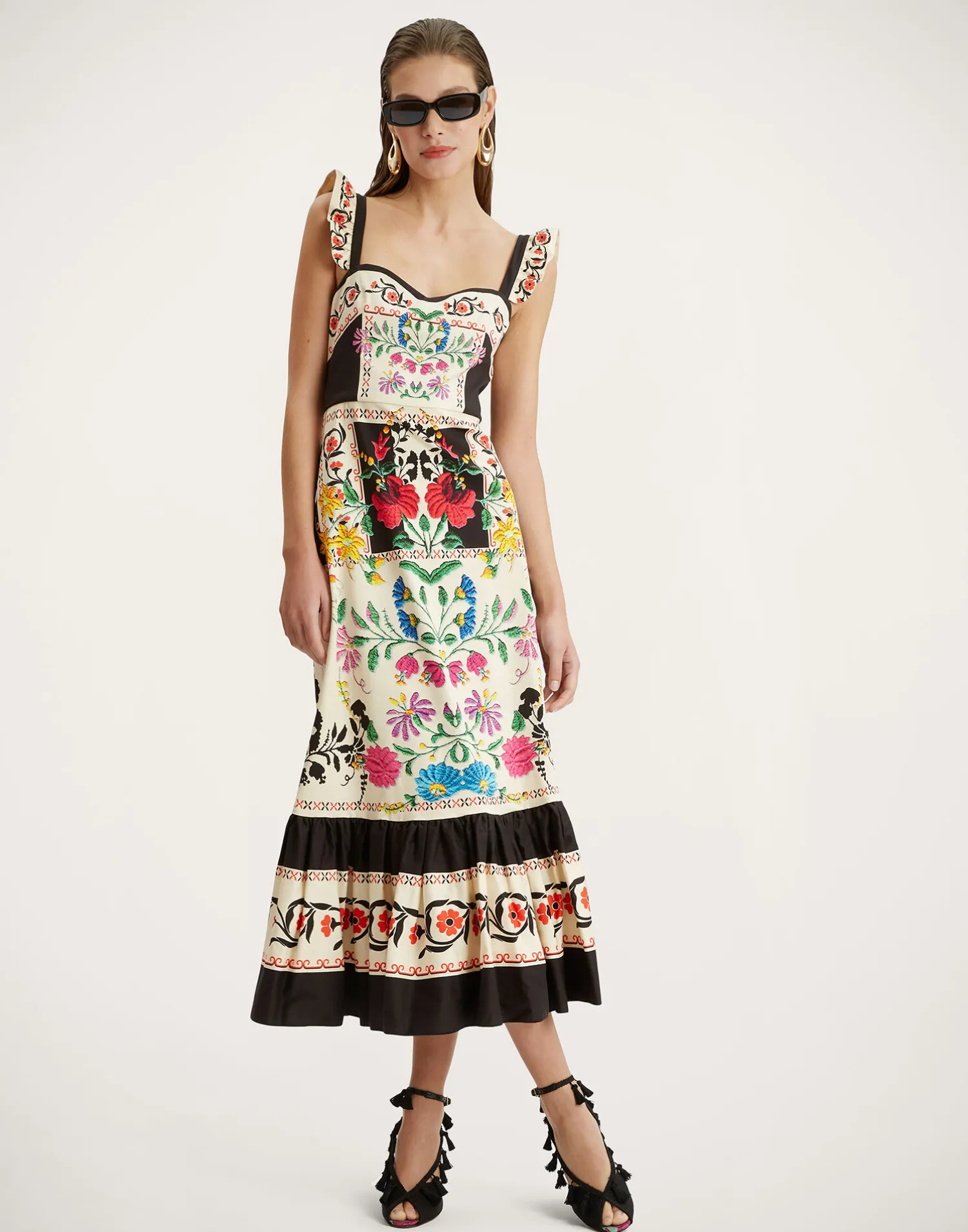 La DoubleJ Vestiti<Gingerbread DressPlaza Placée Ivory in Flat Cotton Stretch