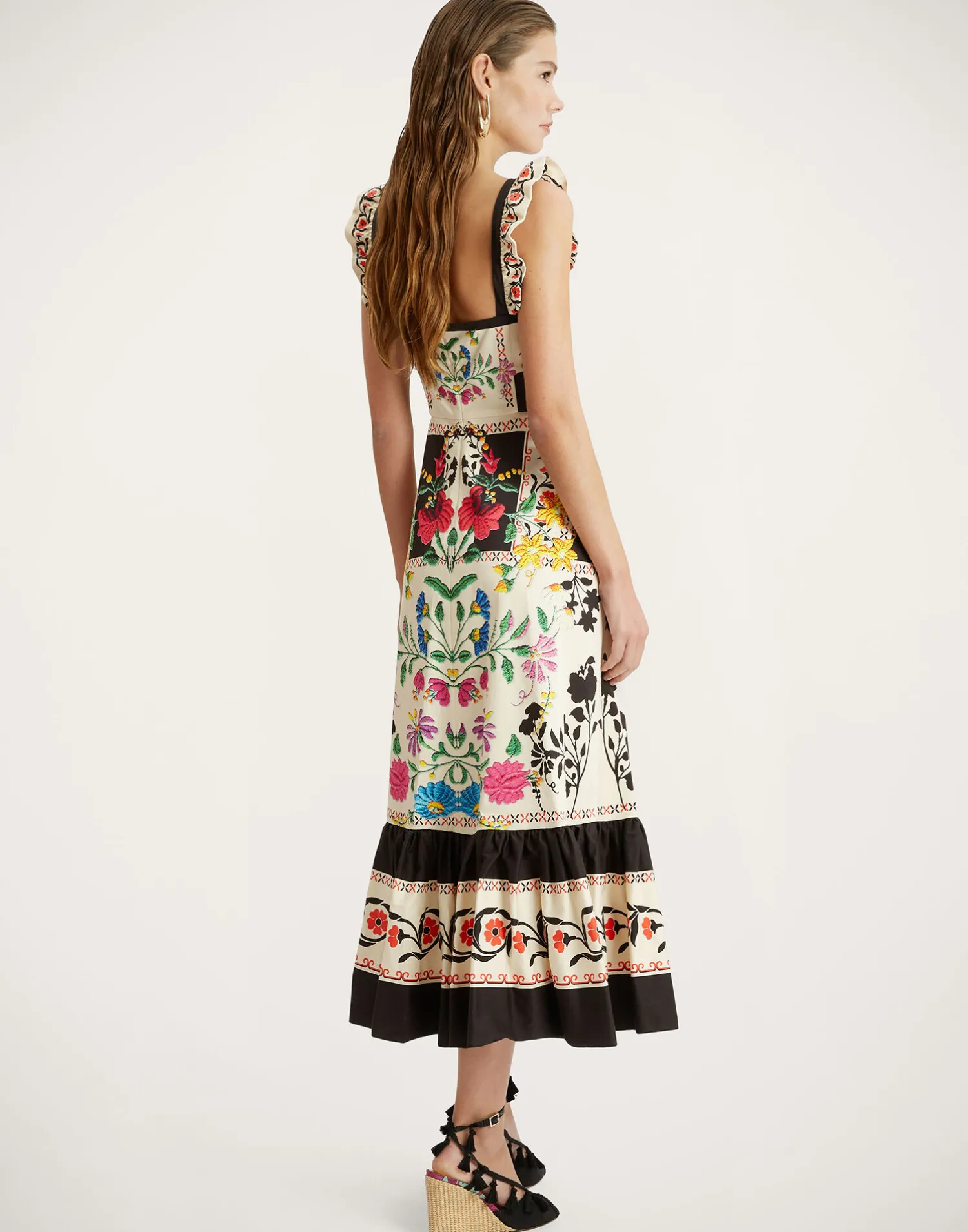 La DoubleJ Vestiti<Gingerbread DressPlaza Placée Ivory in Flat Cotton Stretch