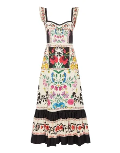 La DoubleJ Vestiti<Gingerbread DressPlaza Placée Ivory in Flat Cotton Stretch