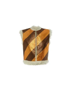 La DoubleJ Capispalla<Glam Reversibile Gilet IntarsiaBronze in Faux Python