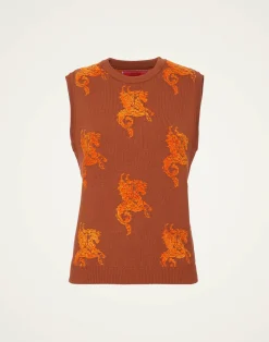 La DoubleJ Maglieria<Gryphos GiletBrown in Fleece Jacquard
