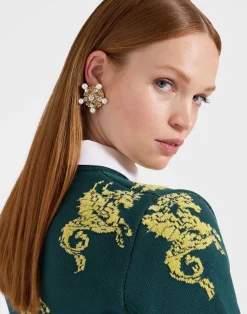 La DoubleJ Maglieria<Gryphos SweaterDark Green in Fleece Jacquard