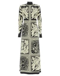 La DoubleJ Vestiti<Halle DressMix Tiles Placée Black in Envers Satin