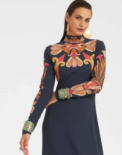 La DoubleJ Vestiti<Halle DressTotem Plac&eacute;e Blue in Envers Satin