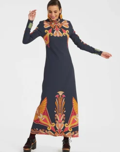 La DoubleJ Vestiti<Halle DressTotem Plac&eacute;e Blue in Envers Satin