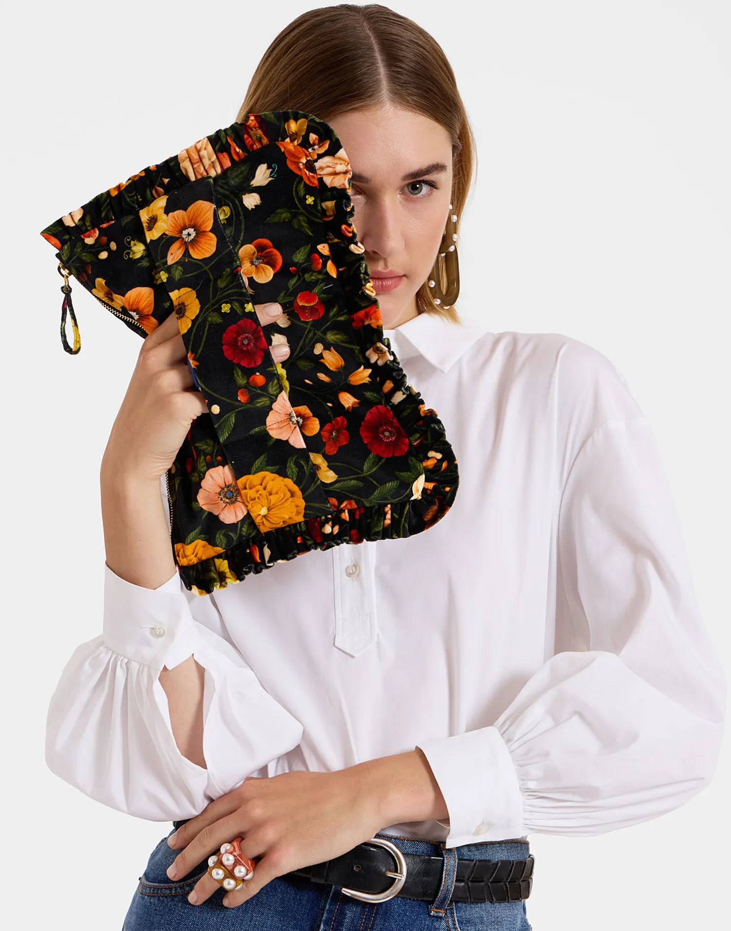 La DoubleJ Borse E Pochettes|Accessories<Hand PochetteBotticelli Black in Cotton Velvet