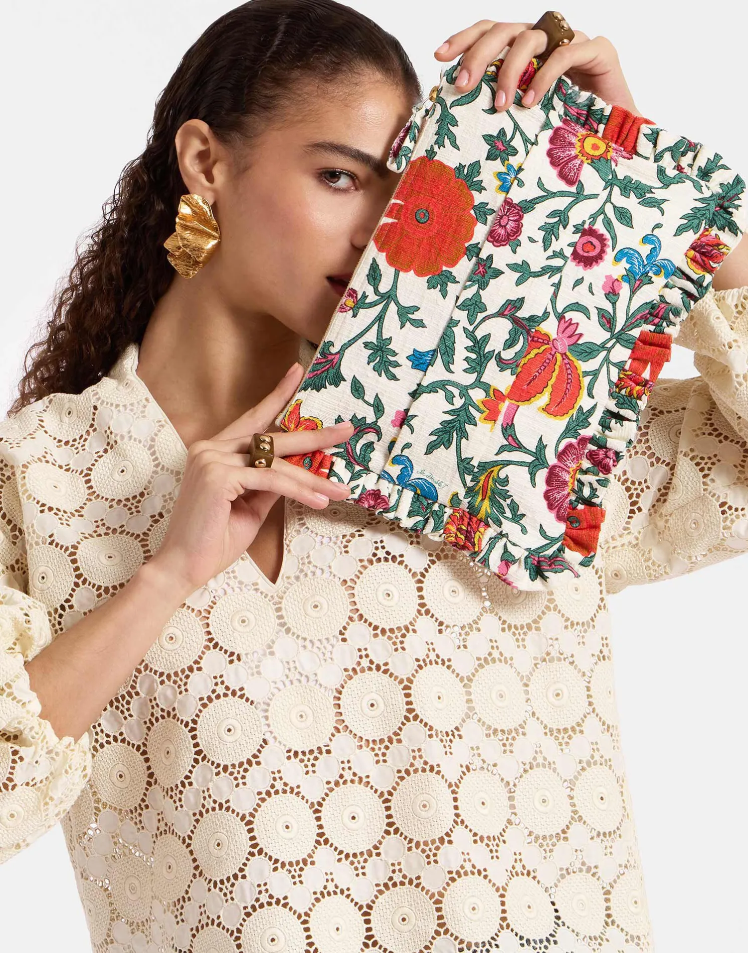 La DoubleJ Borse E Pochettes|Accessories<Hand PochetteDragonflower Mini Multicolor in Shot Cotton