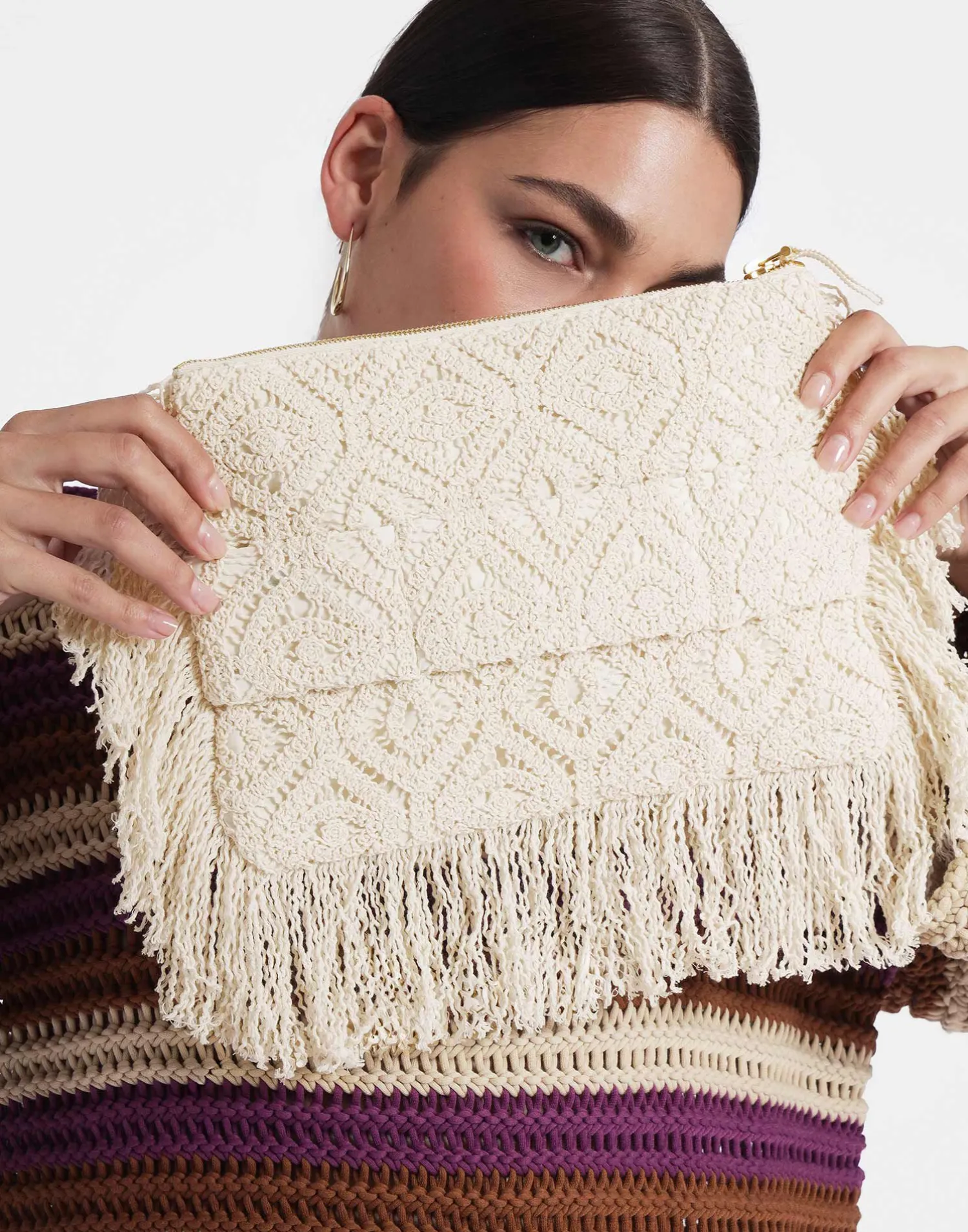 La DoubleJ Borse E Pochettes|Accessories<Hand PochettePlaza Cream in Macramé