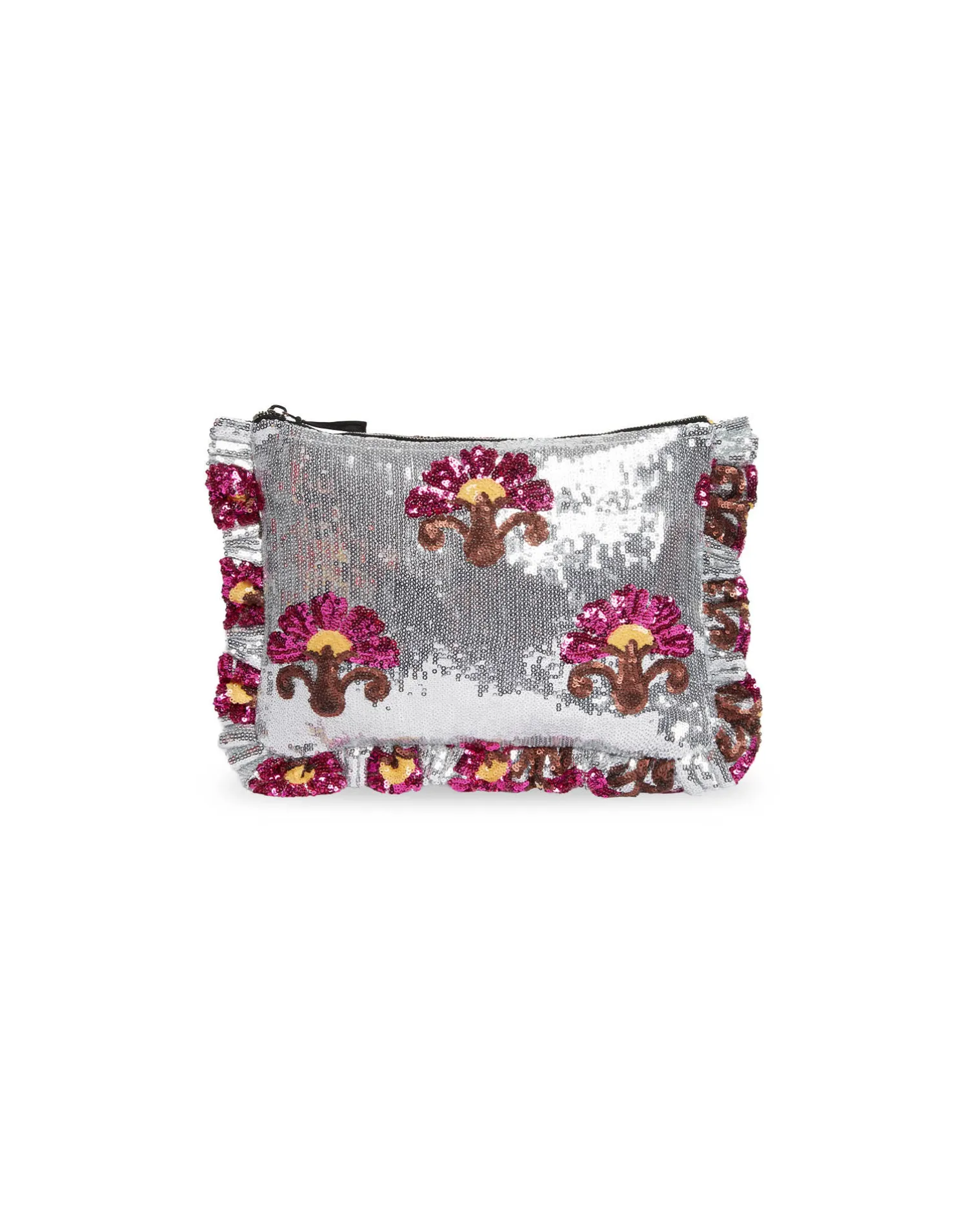 La DoubleJ Borse E Pochettes|Accessories<Hand PochetteSilver in Textured Sequins
