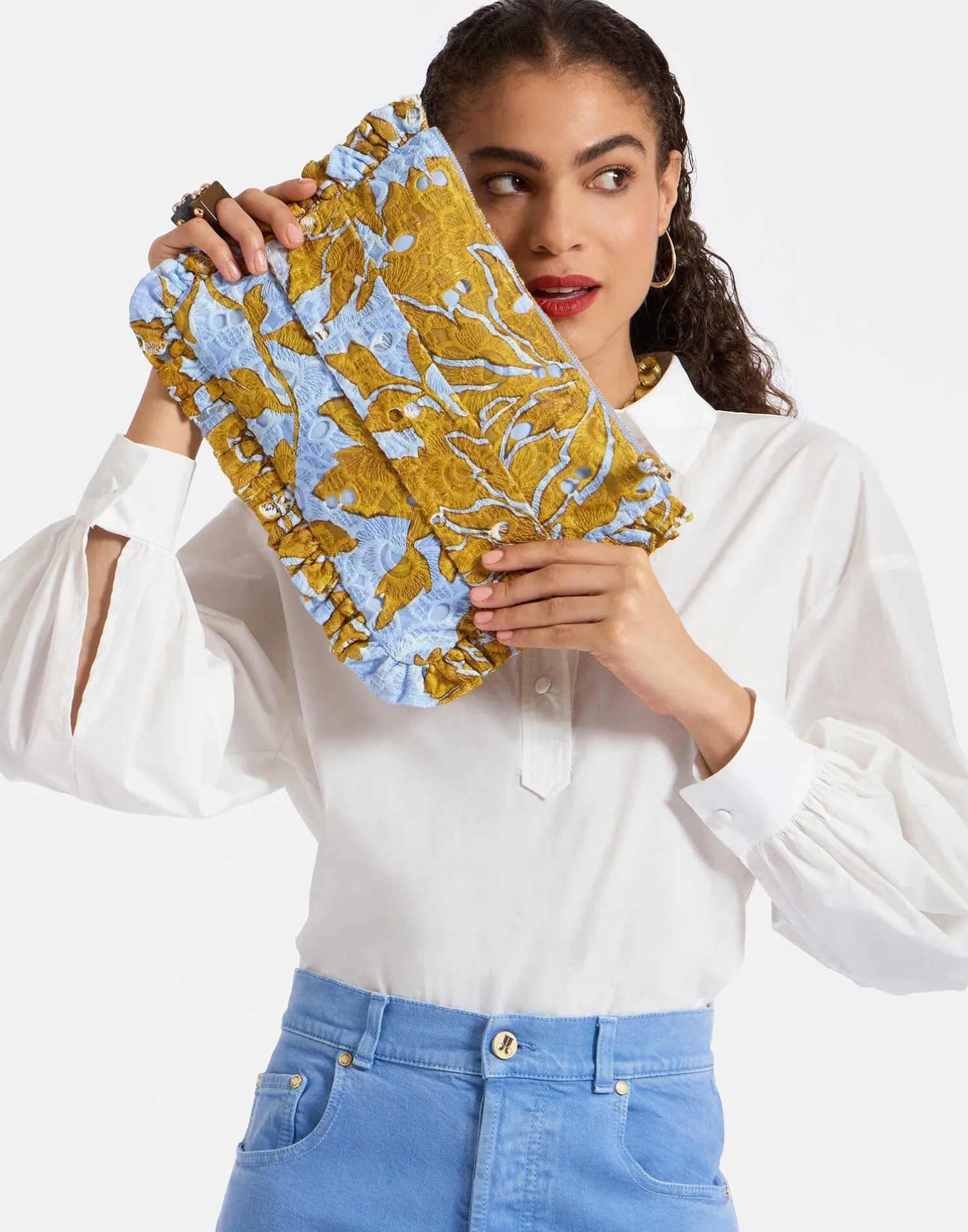 La DoubleJ Borse E Pochettes|Accessories<Hand PochetteTangle Light Blue in Printed Lace