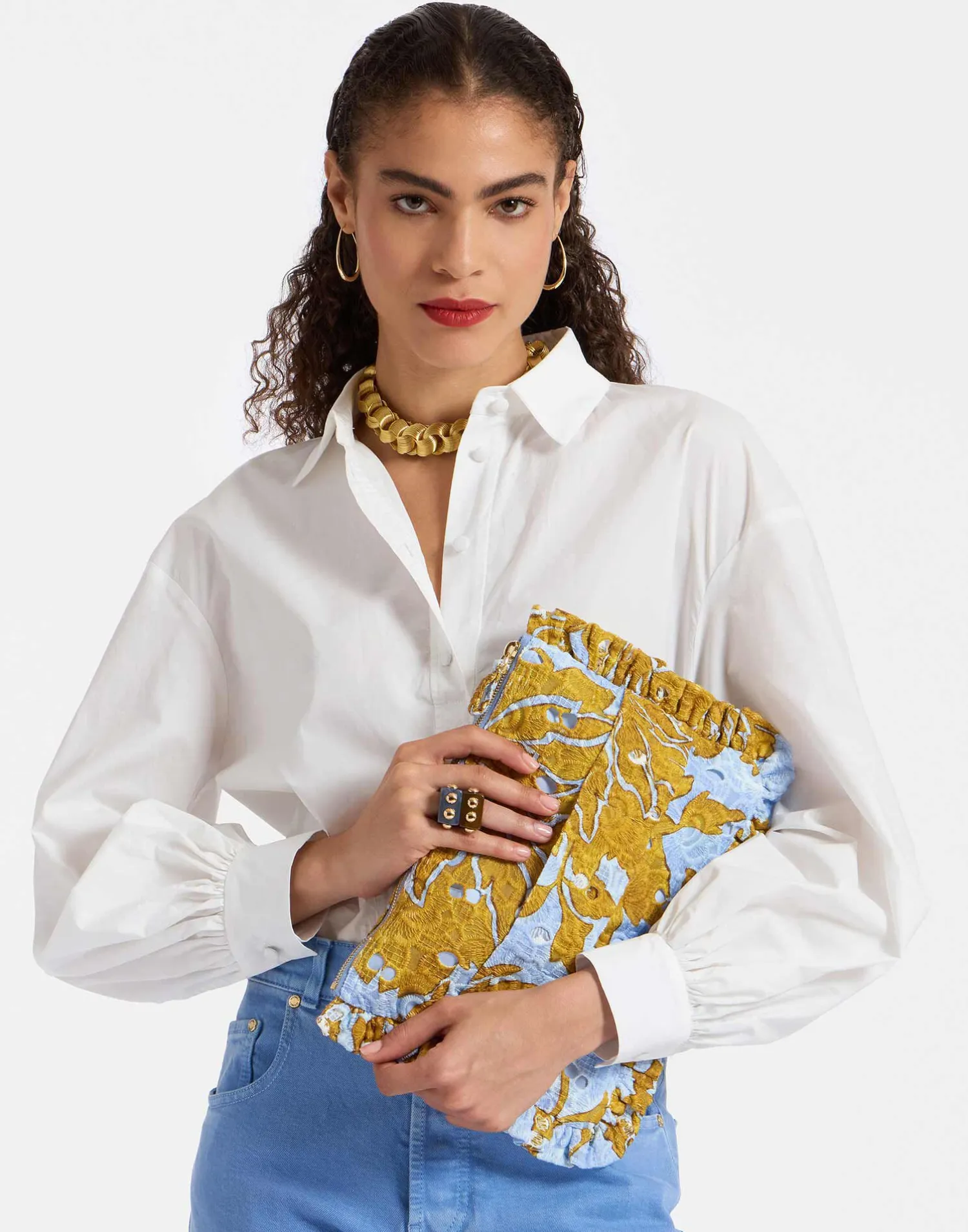 La DoubleJ Borse E Pochettes|Accessories<Hand PochetteTangle Light Blue in Printed Lace