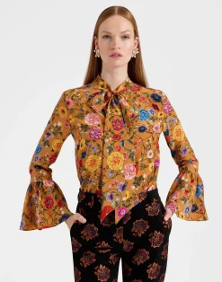 La DoubleJ Camicie E Top<Happy Wrist TopBotticelli Rust in Crepe De Chine Silk